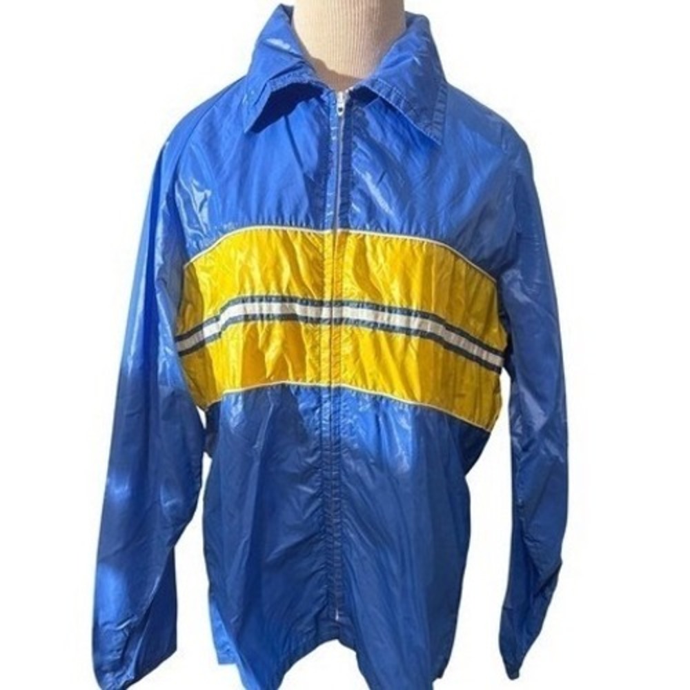 Vintage Pacific Trail Nylon Windbreaker‎ Jacket Blue Yellow Men's Small Unisex